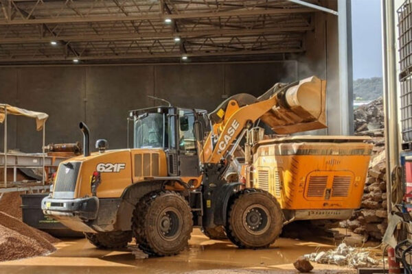 Yellow front end loader in factory for sale at 11and-13 Keates Road Armadale