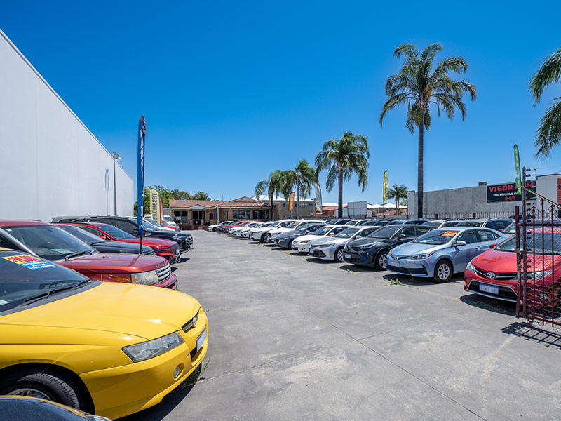 Front entrance of car leasing and sales dealership