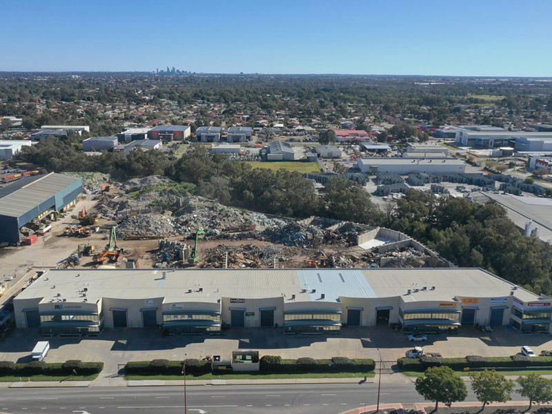 large strip factory complex drone view outside Perth WA